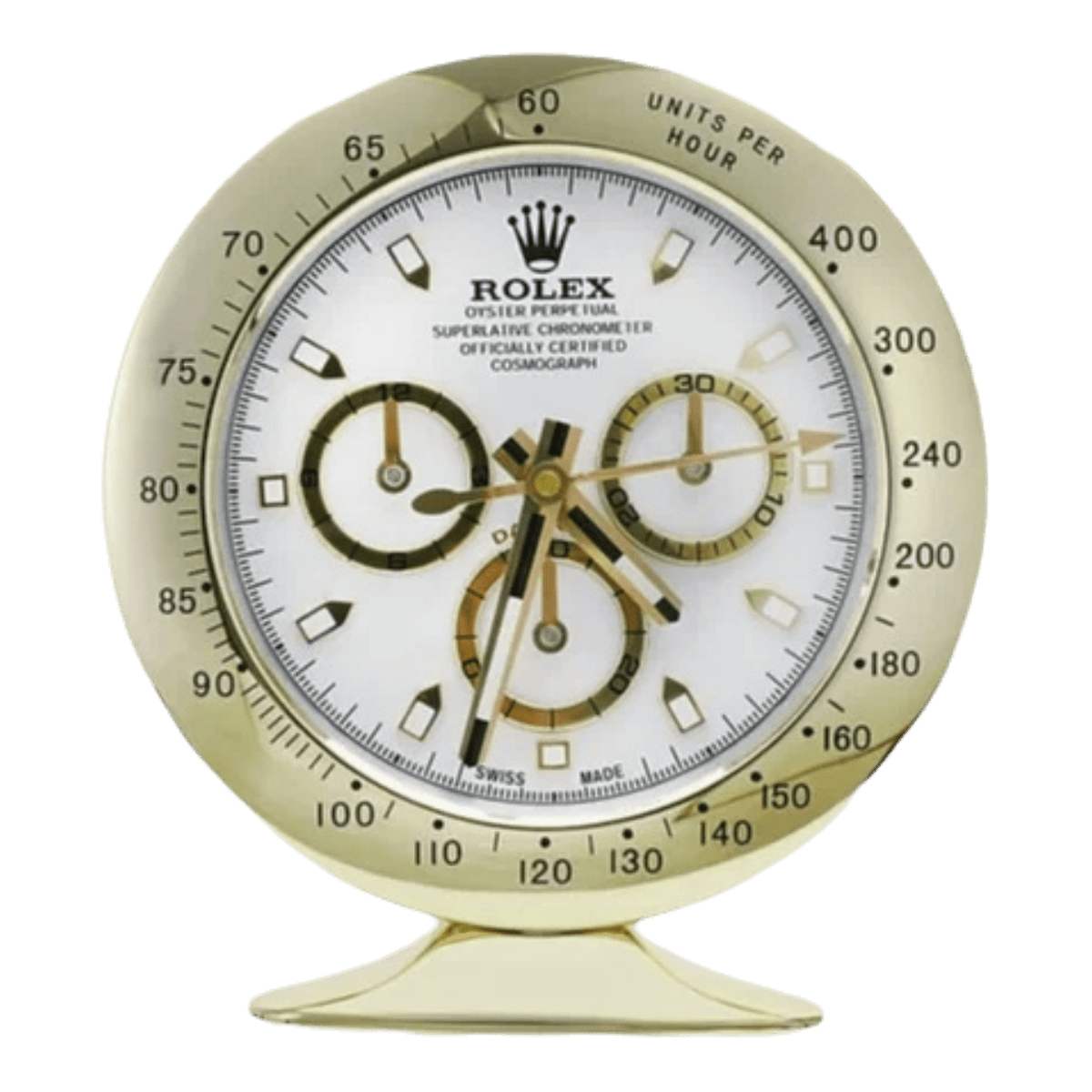 デイトナスタイル 高級デスククロック - ゴールド＆ホワイト - Primeclocks