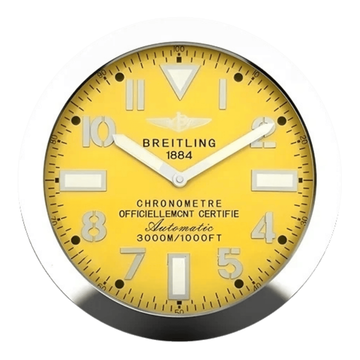 ブライトリング スタイル 高級壁掛け時計 - シルバー＆イエロー - Primeclocks