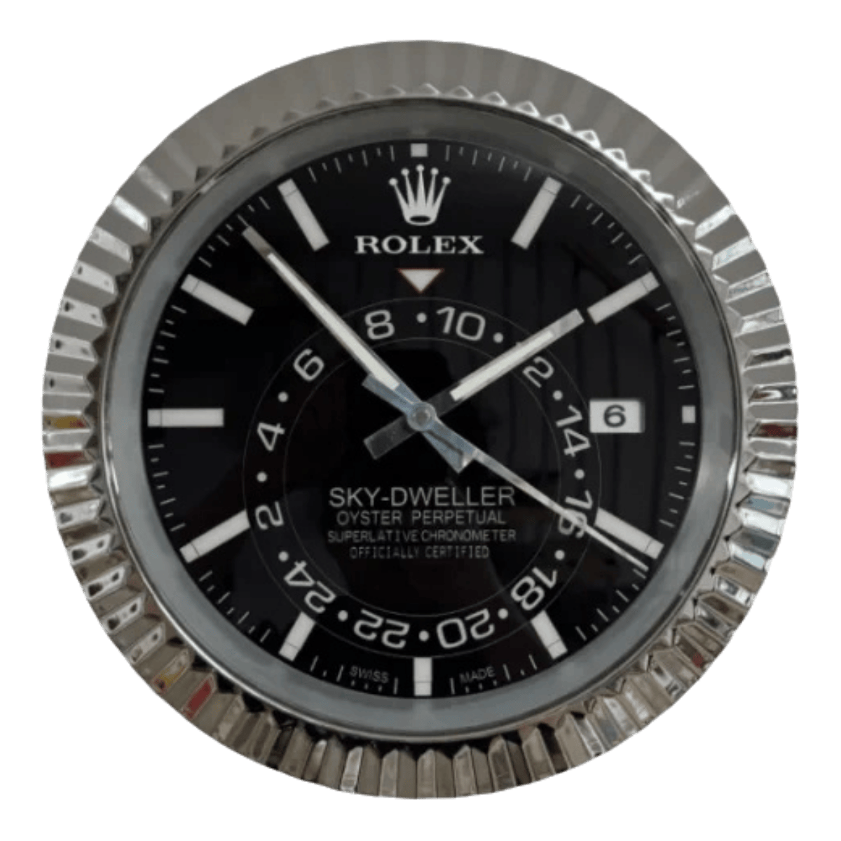 スカイドゥエラー スタイル 高級壁掛け時計 - シルバー＆ブラック - Primeclocks