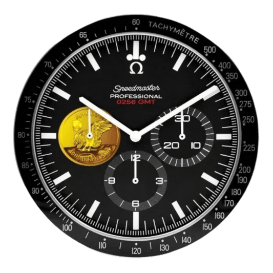 オメガ スピードマスター スタイル 高級壁掛け時計 - ゴールドカラー - Primeclocks