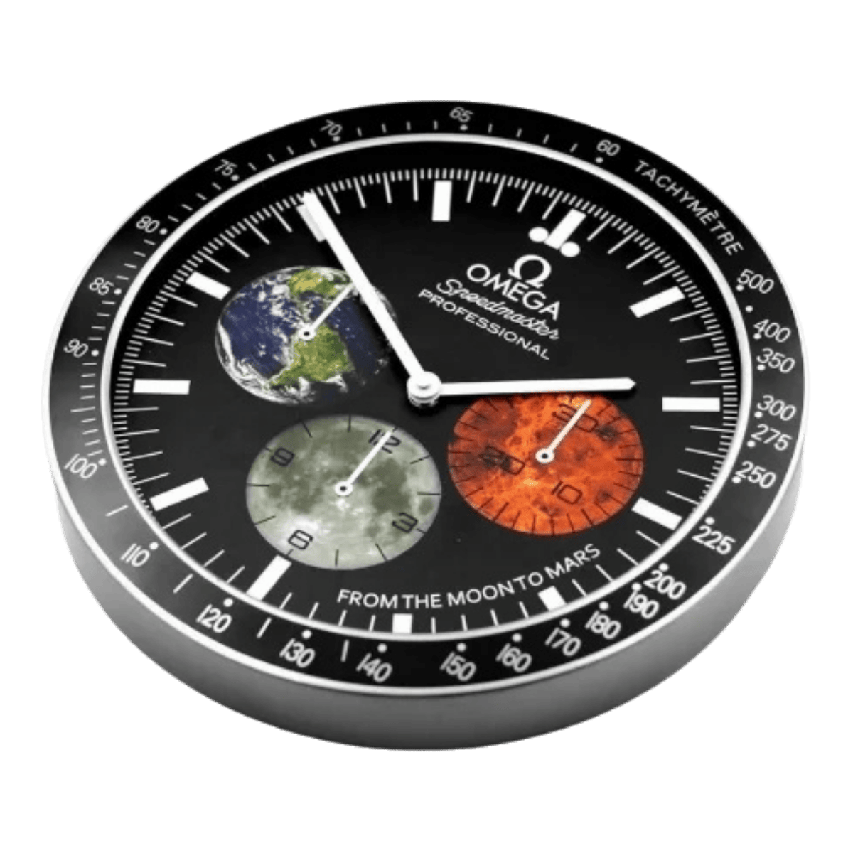 オメガ スピードマスター スタイル 高級壁掛け時計 - ムーンウォッチ ムーン＆マーズ - Primeclocks