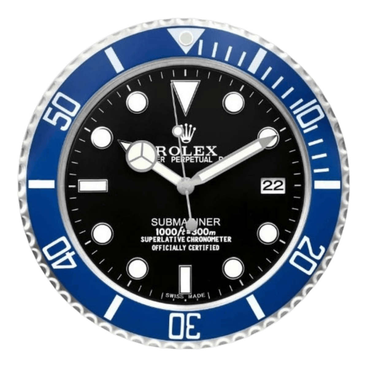 サブマリーナスタイル 高級壁掛け時計 - ブラック＆ブルー - Primeclocks