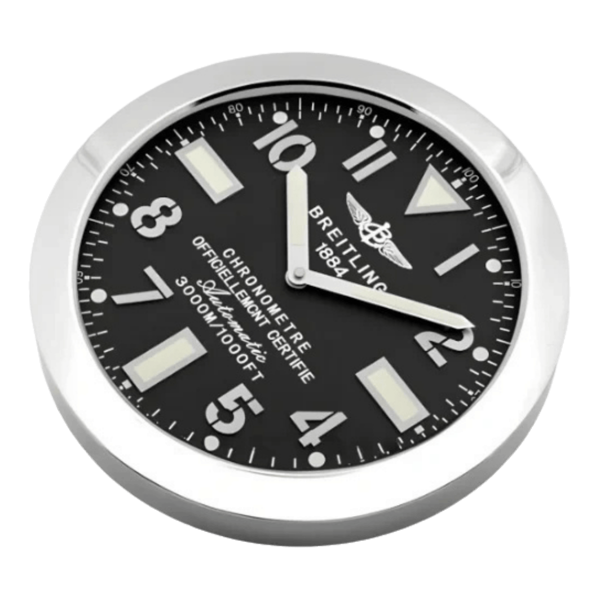 ブライトリング スタイル 高級壁掛け時計 - シルバー＆ブラック - Primeclocks