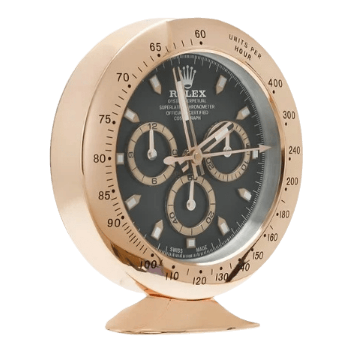 デイトナスタイル 高級デスククロック - ローズゴールド＆ブラック - Primeclocks