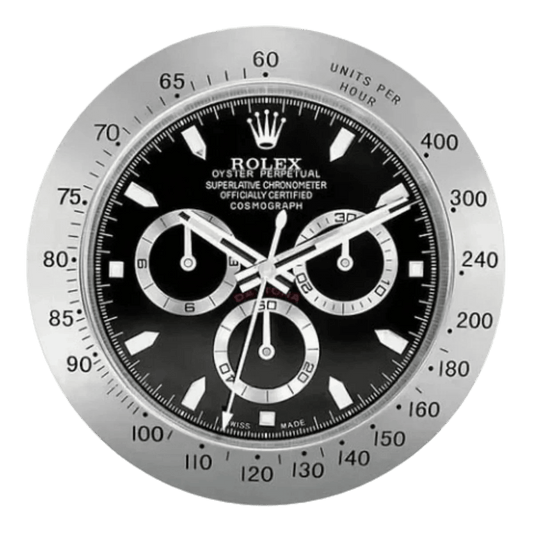 デイトナスタイル 高級壁掛け時計 - スリバー＆ブラック - Primeclocks