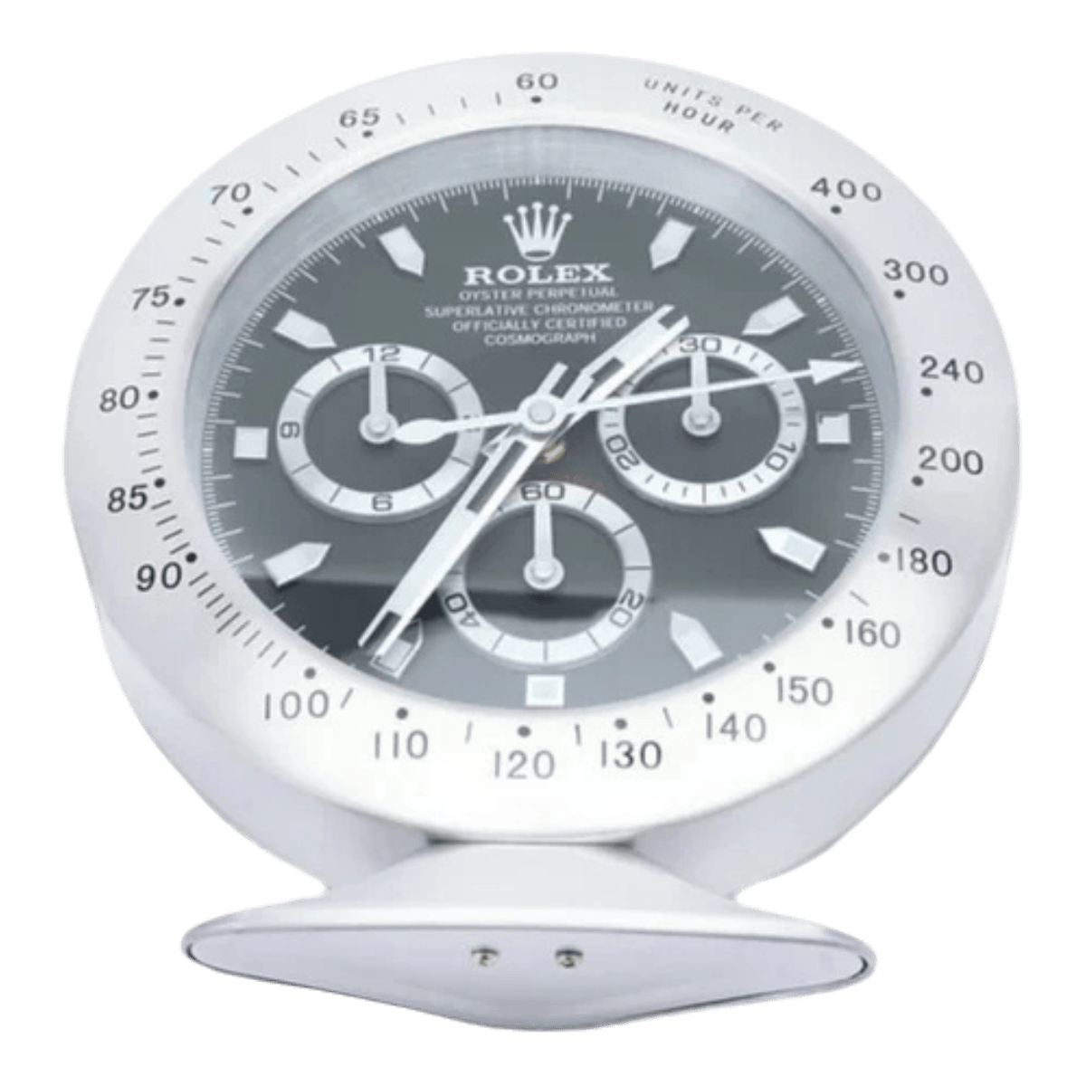 デイトナスタイル 高級デスククロック - シルバー＆ブラック - Primeclocks