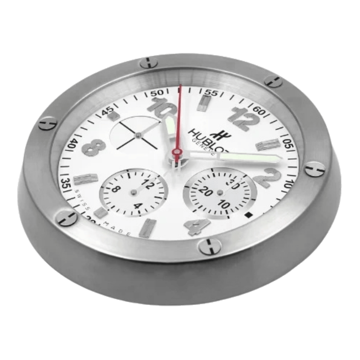 ウブロ スタイル 高級壁掛け時計 - シルバー＆ホワイトカラー - Primeclocks