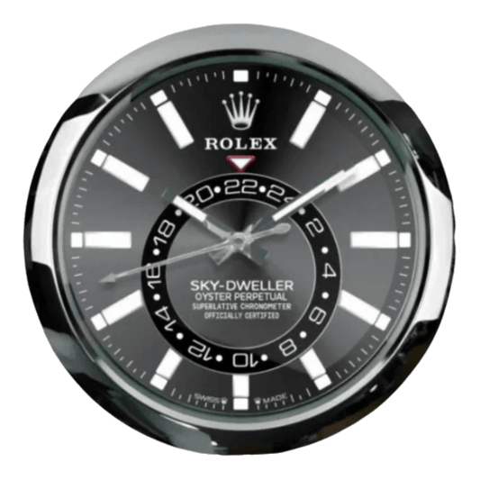 スカイドゥエラー スタイル 高級壁掛け時計 - シルバー＆ブラック - Primeclocks