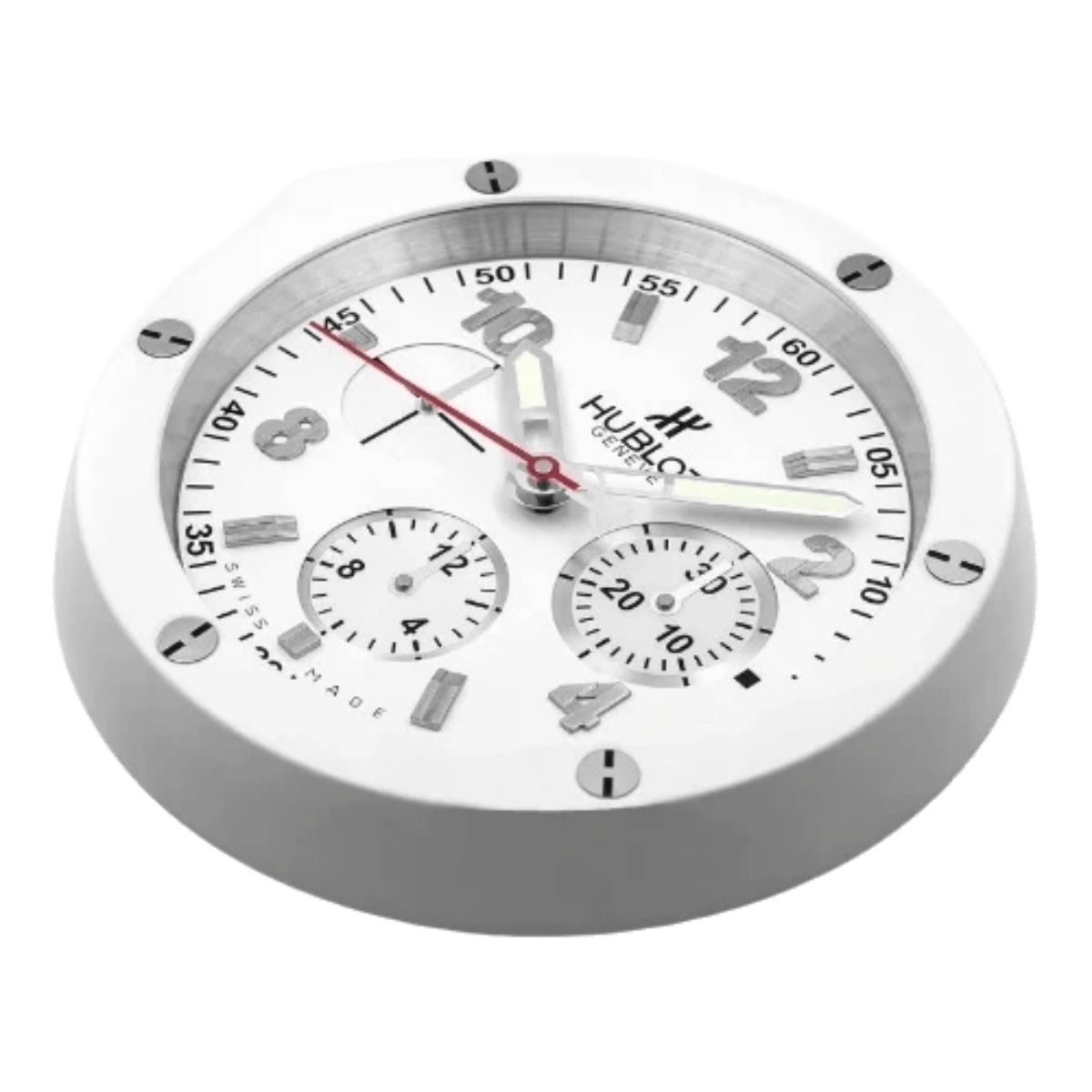 ウブロ スタイル 高級壁掛け時計 - シルバーとホワイト - Primeclocks