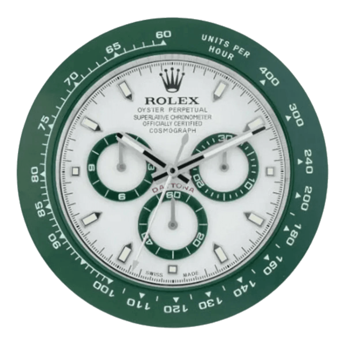 デイトナスタイル 高級壁掛け時計 - グリーン＆ホワイト - Primeclocks