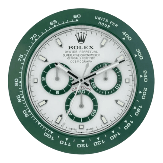 デイトナスタイル 高級壁掛け時計 - グリーン＆ホワイト - Primeclocks