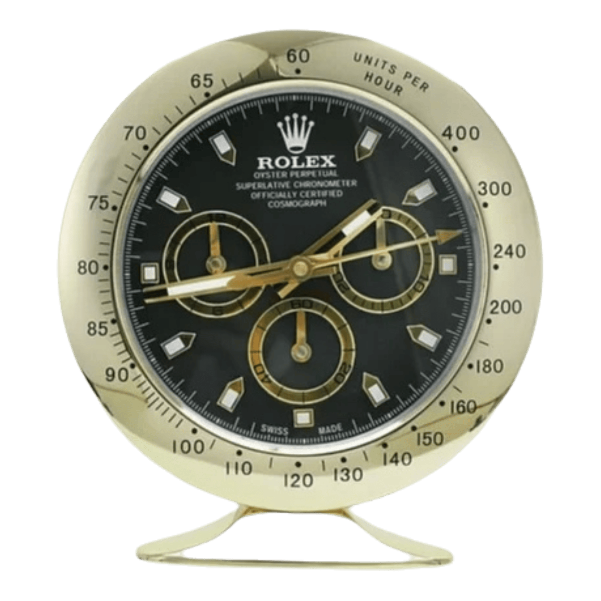 デイトナスタイル 高級デスククロック - ゴールド＆ブラック - Primeclocks