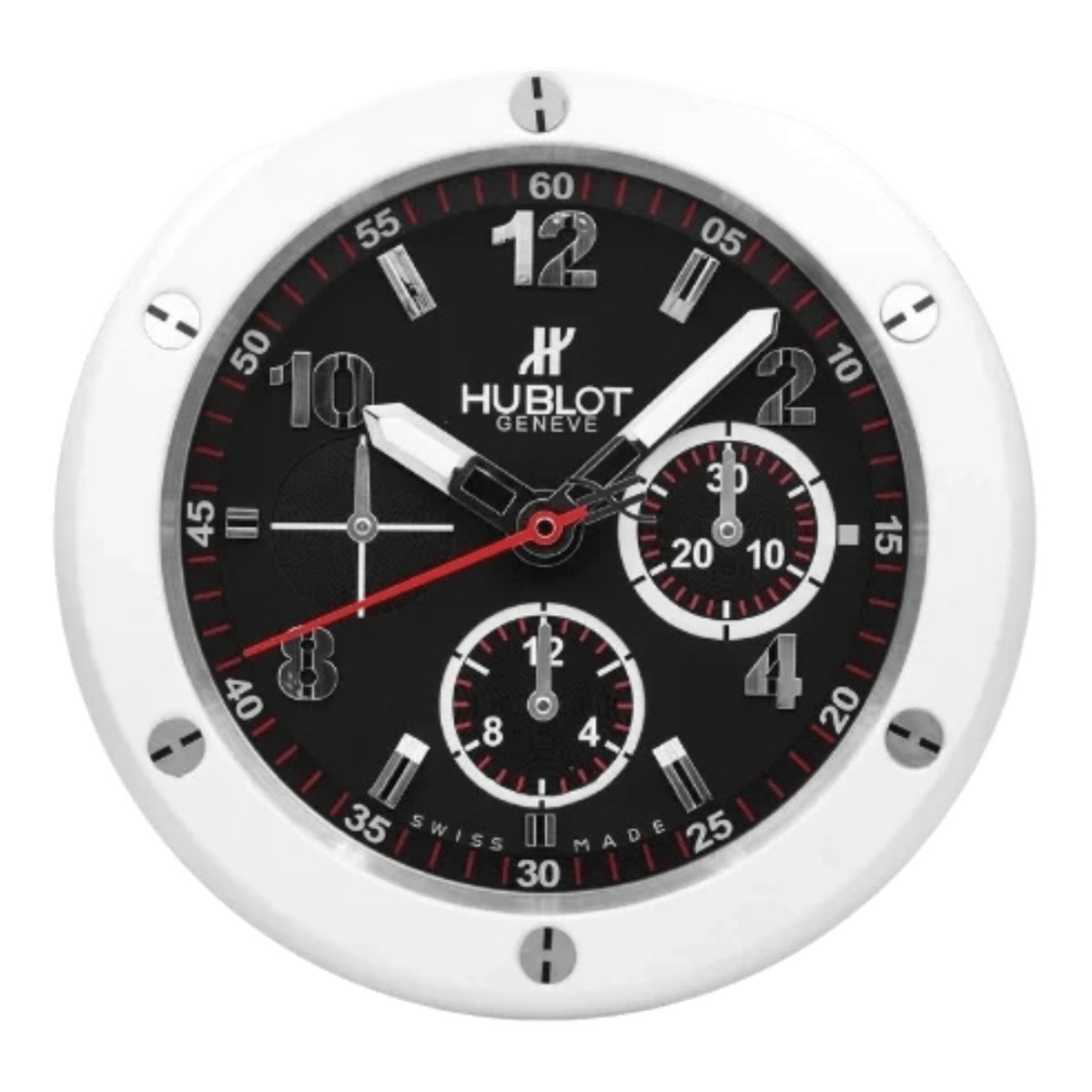 ウブロ スタイル 高級壁掛け時計 - ホワイト＆ブラック - Primeclocks