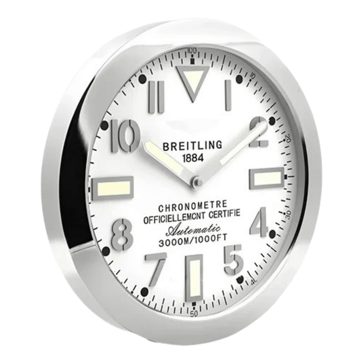 ブライトリング スタイル 高級壁掛け時計 - シルバー＆ホワイト - Primeclocks