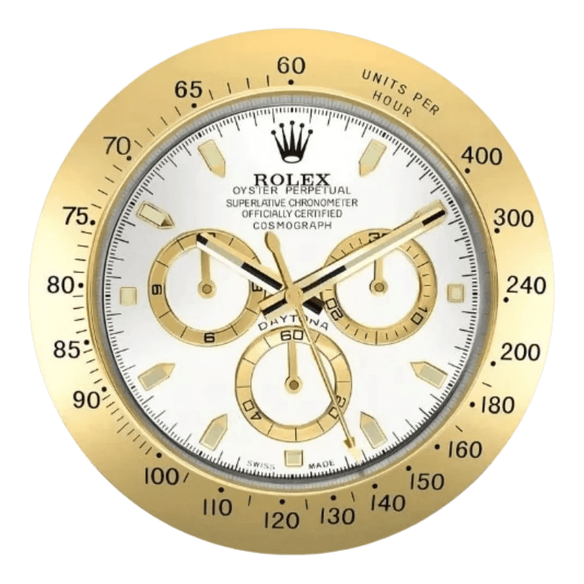 デイトナスタイル 高級壁掛け時計 - ゴールド＆ホワイト - Primeclocks