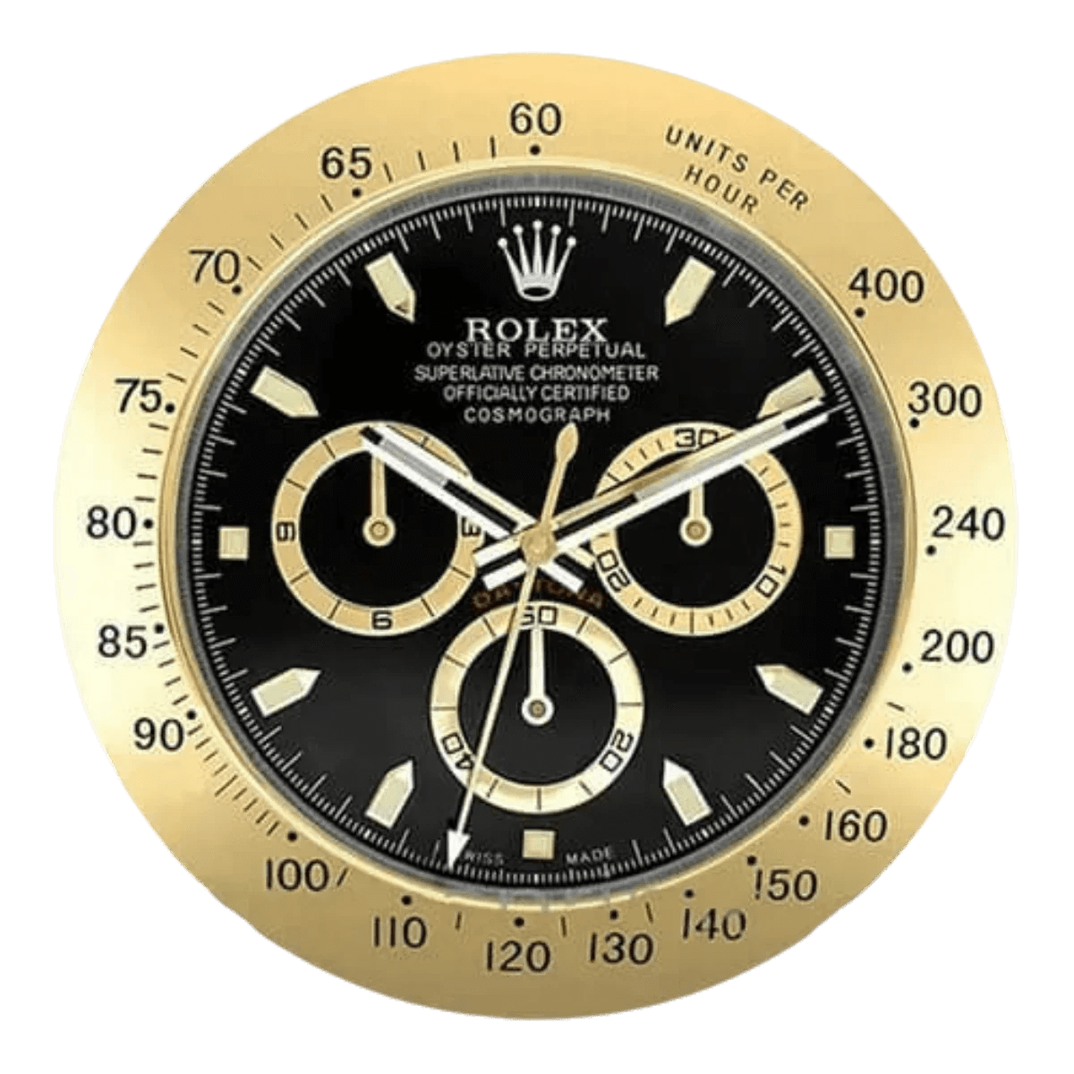 デイトナスタイル 高級壁掛け時計 - ゴールド＆ブラック - Primeclocks