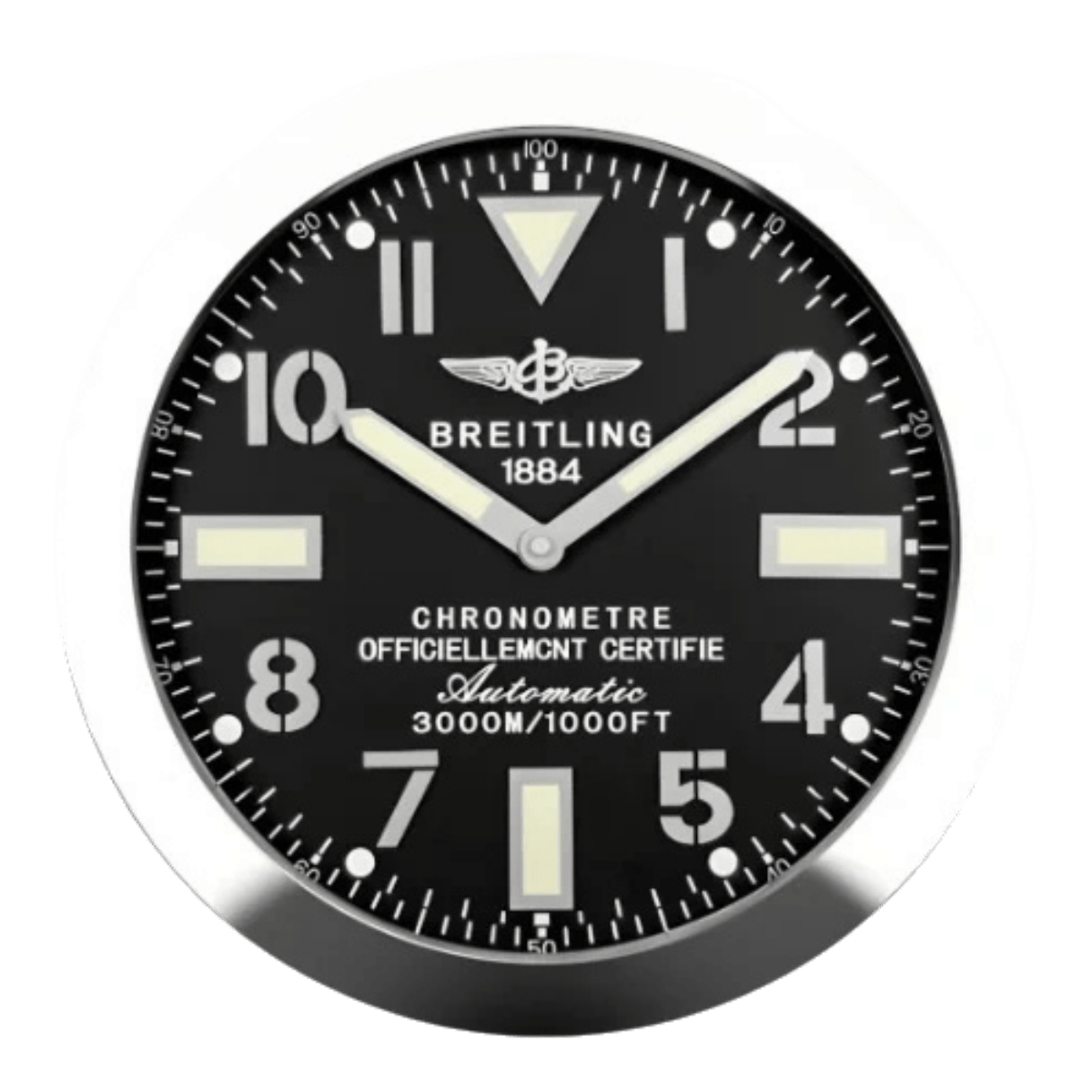 ブライトリング スタイル 高級壁掛け時計 - シルバー＆ブラック - Primeclocks