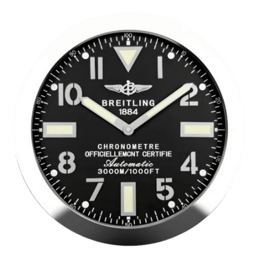 ブライトリング スタイル 高級壁掛け時計 - シルバー＆ブラック - Primeclocks