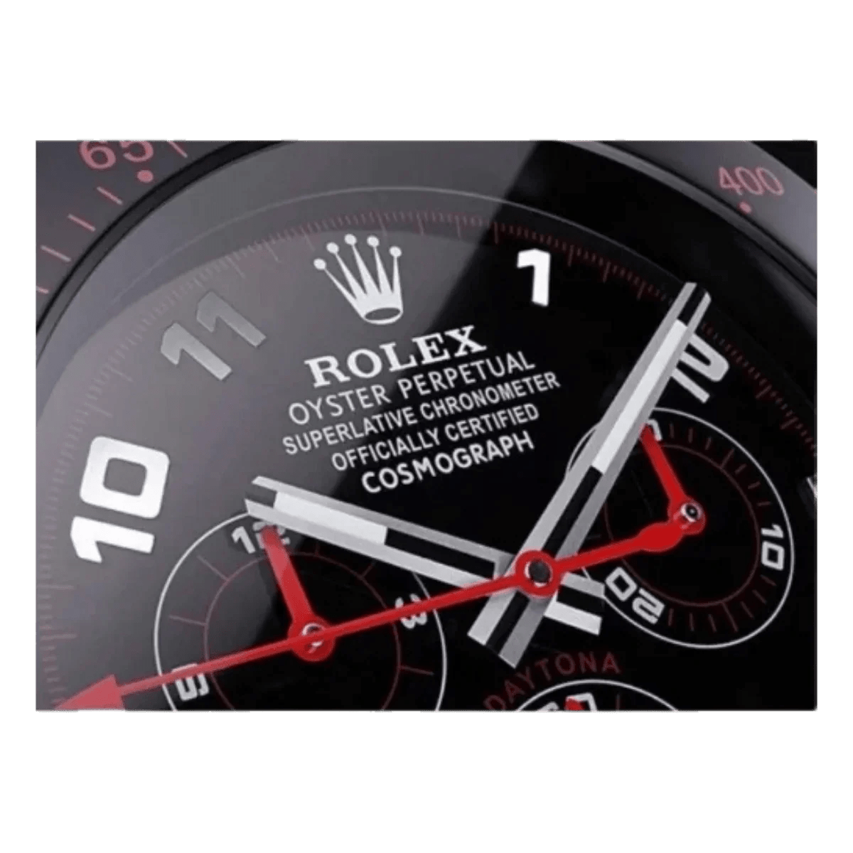 デイトナスタイル 高級壁掛け時計 - 黒と赤 - Primeclocks