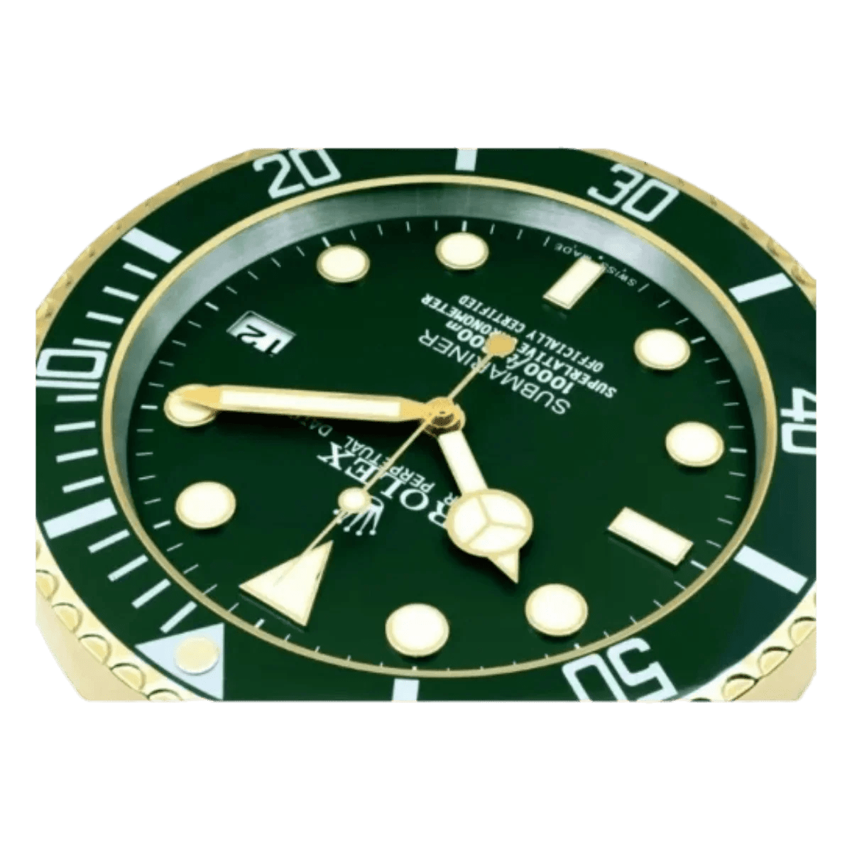 サブマリーナスタイル 高級壁掛け時計 - ゴールド＆グリーン - Primeclocks