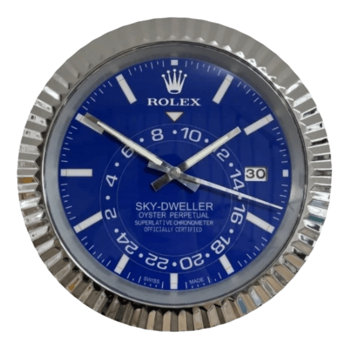 スカイドゥエラー スタイル 高級壁掛け時計 - シルバー＆ブルー - Primeclocks