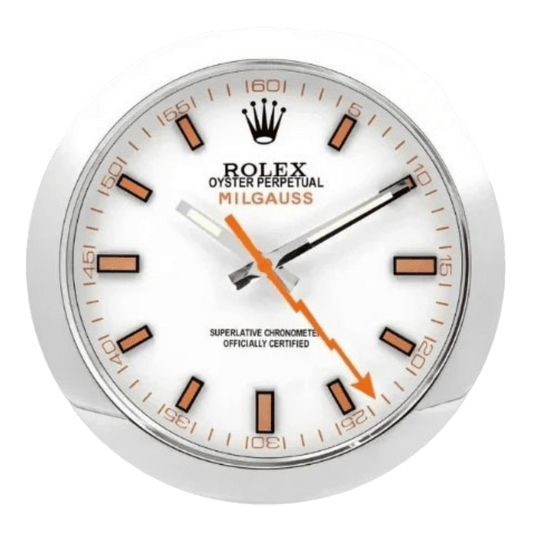 ミルガウス スタイル 高級壁掛け時計 - シルバー＆ホワイト - Primeclocks