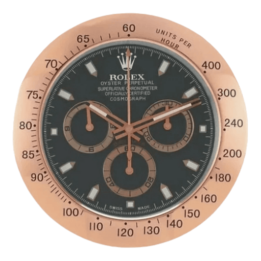 デイトナスタイル 高級壁掛け時計 - ローズゴールド＆ブラック - Primeclocks