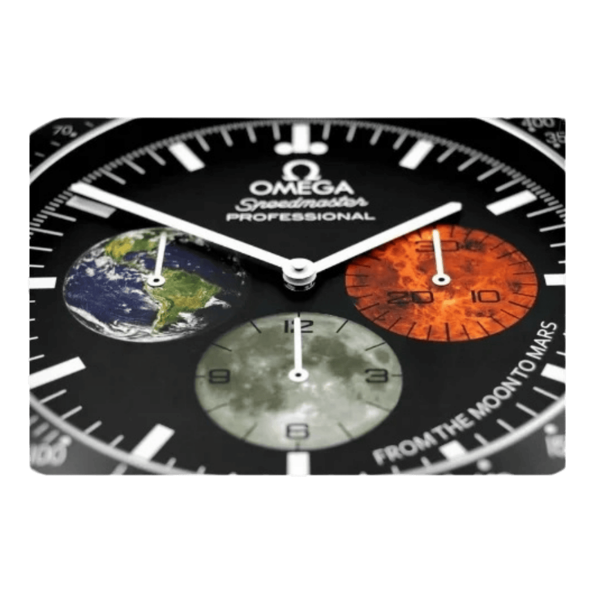 オメガ スピードマスター スタイル 高級壁掛け時計 - ムーンウォッチ ムーン＆マーズ - Primeclocks