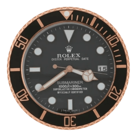 サブマリーナスタイル 高級壁掛け時計 - ローズゴールド＆ブラック - Primeclocks