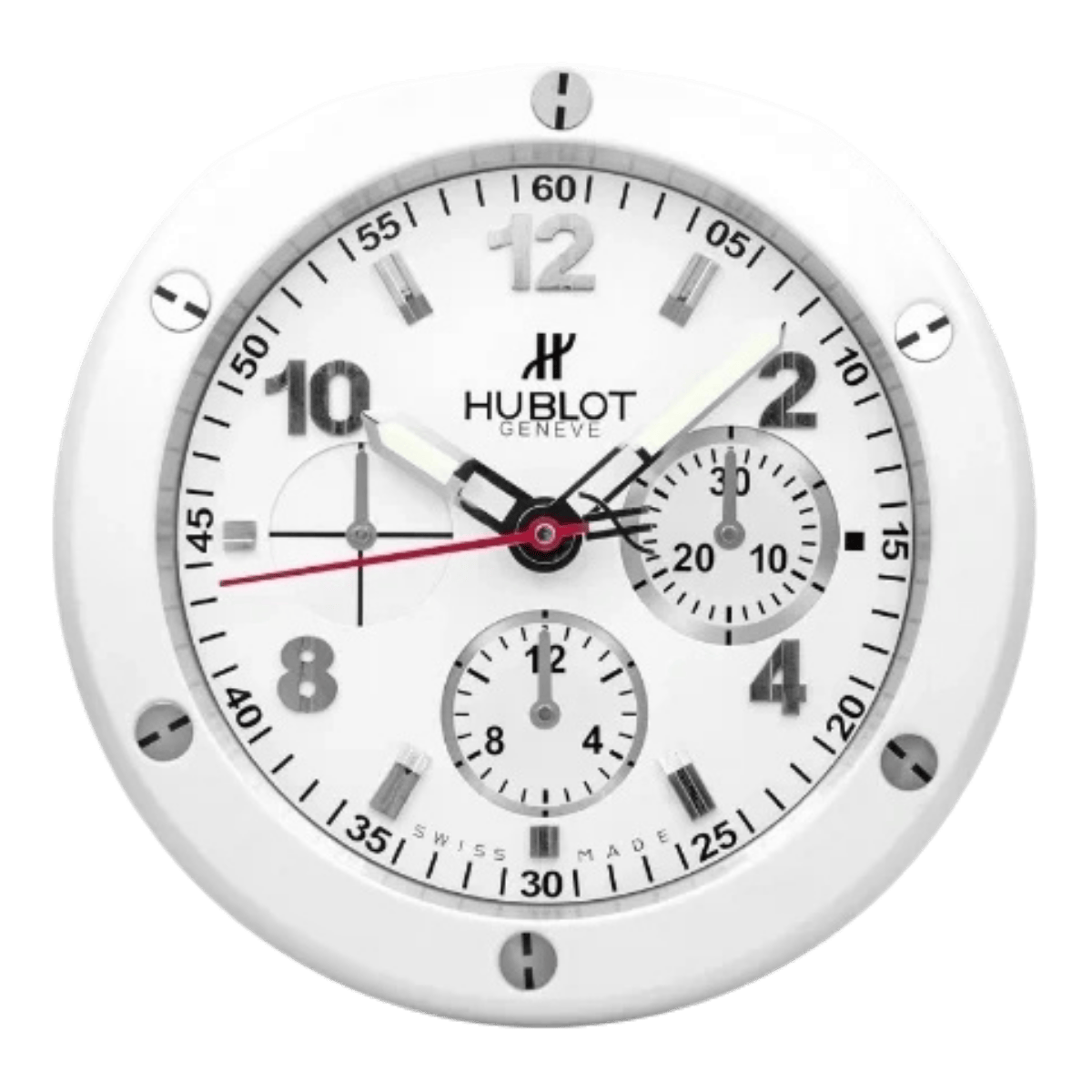 ウブロ スタイル 高級壁掛け時計 - シルバーとホワイト - Primeclocks