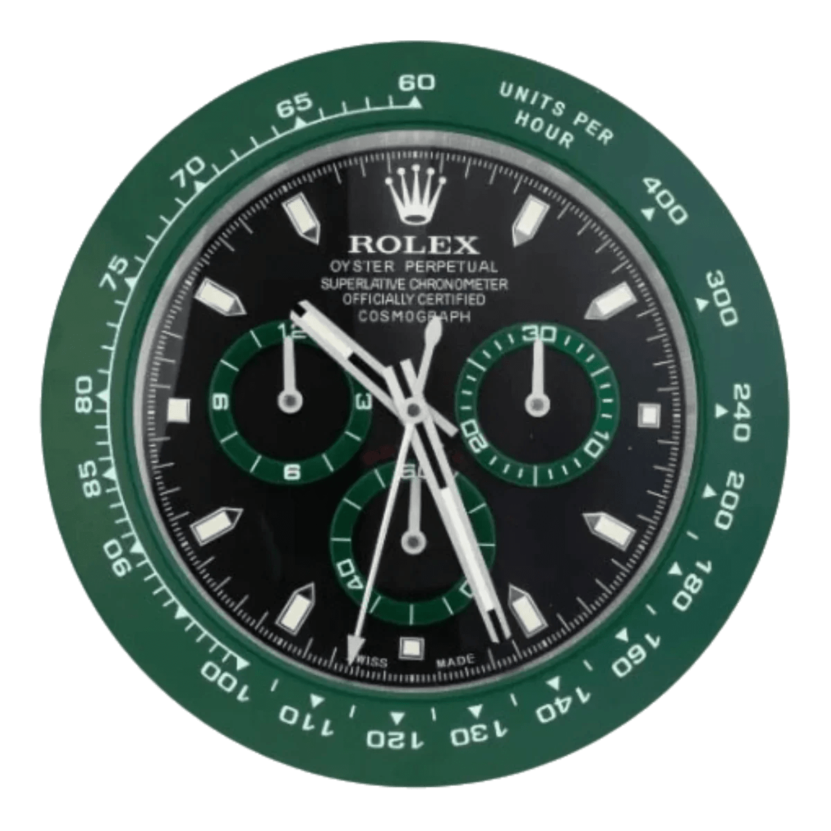 デイトナスタイル 高級壁掛け時計 - グリーン＆ブラック - Primeclocks