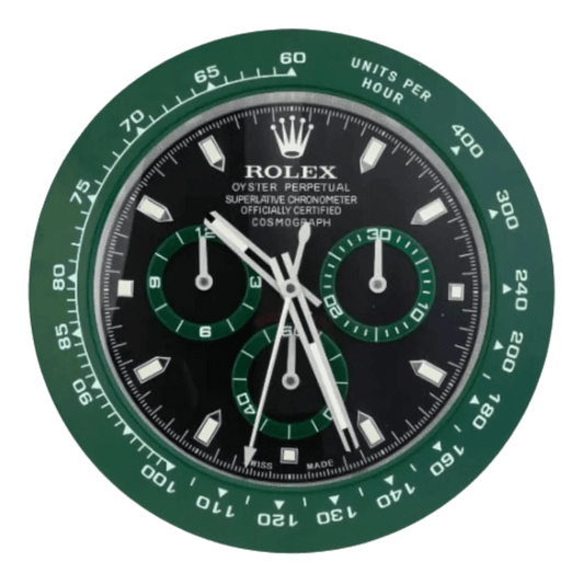 デイトナスタイル 高級壁掛け時計 - グリーン＆ブラック - Primeclocks