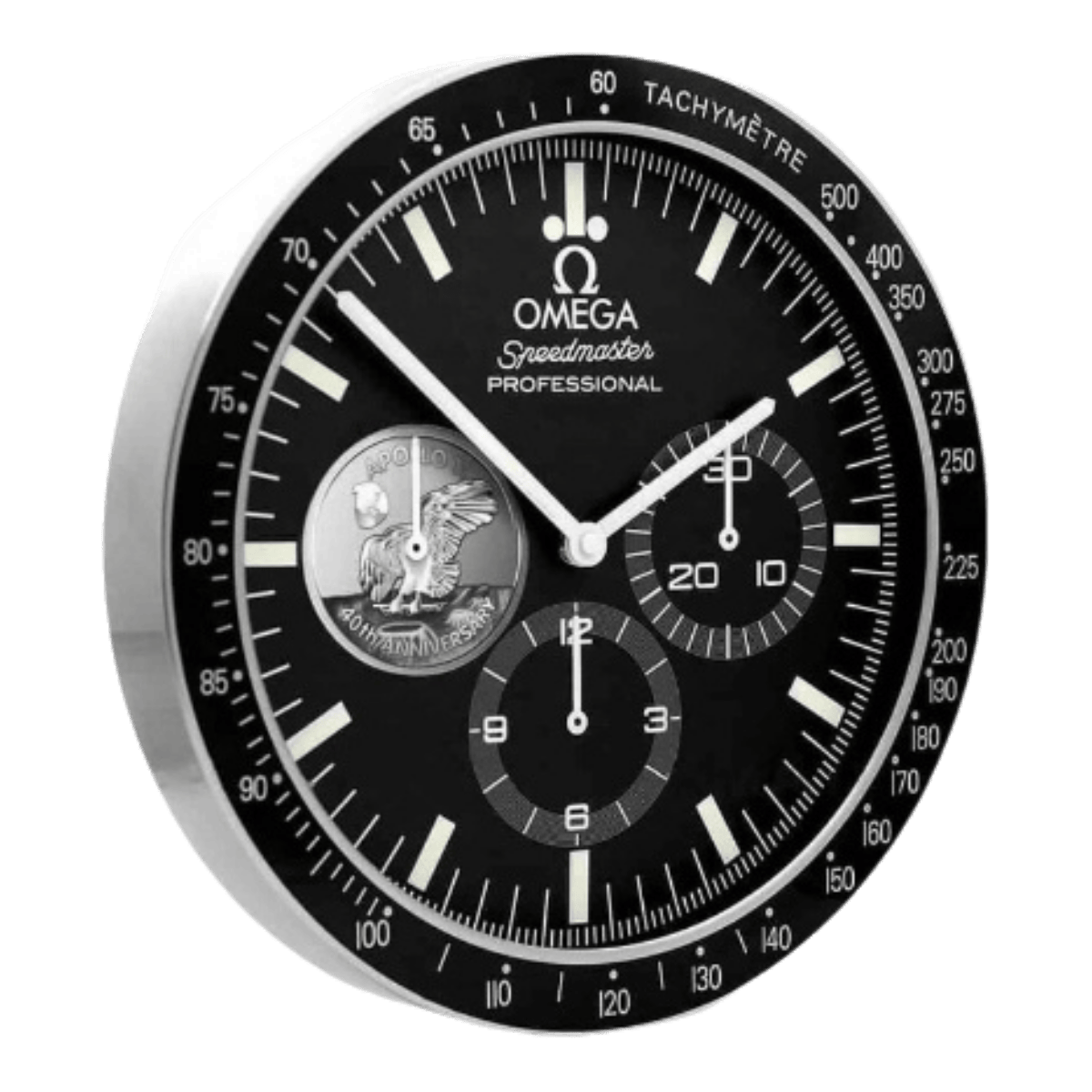 オメガ スピードマスター スタイル 高級壁掛け時計 - シルバー - Primeclocks