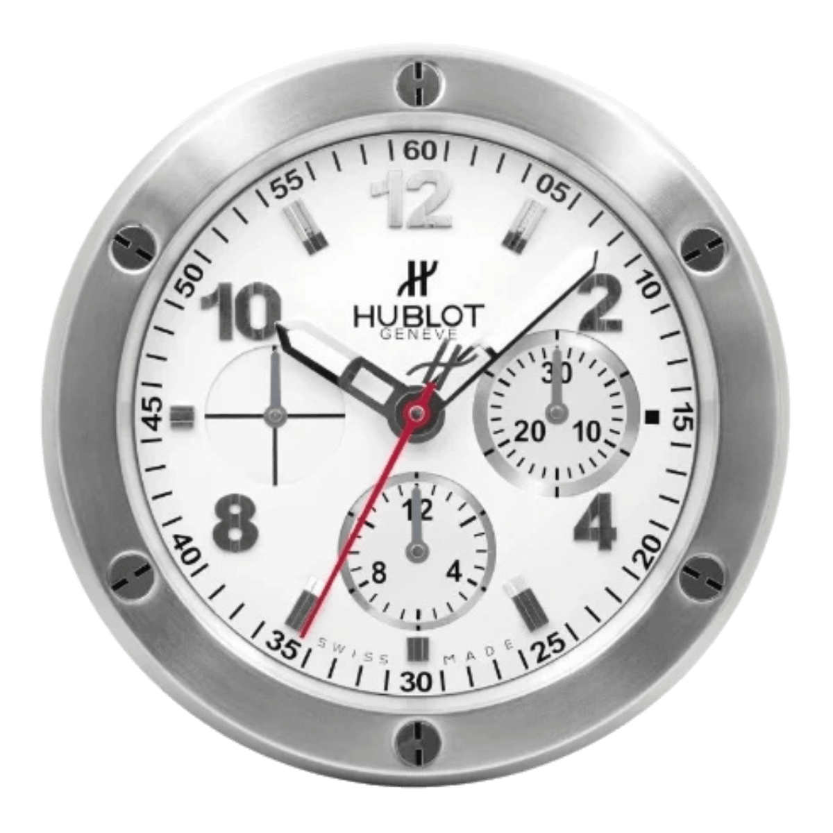 ウブロ スタイル 高級壁掛け時計 - シルバー＆ホワイトカラー - Primeclocks