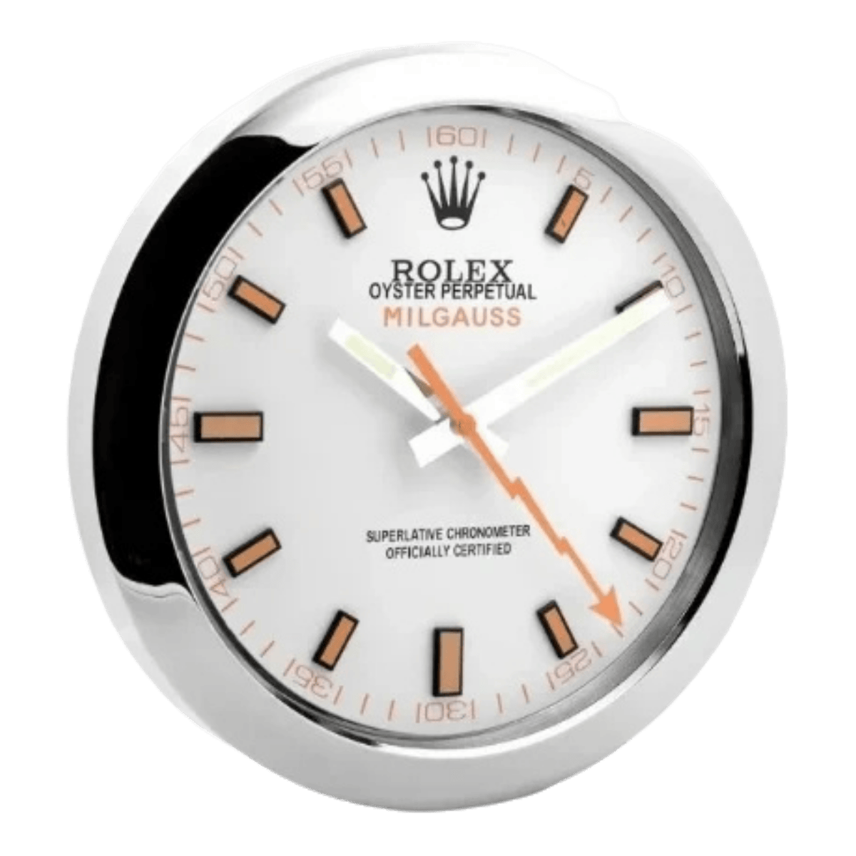 ミルガウス スタイル 高級壁掛け時計 - シルバー＆ホワイト - Primeclocks