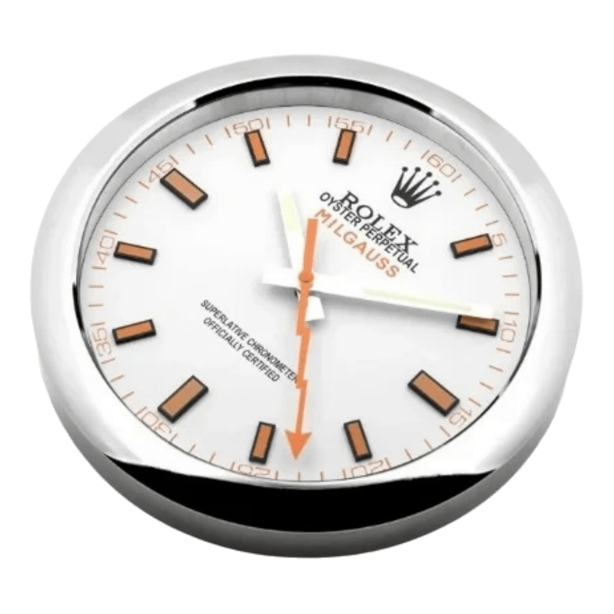 ミルガウス スタイル 高級壁掛け時計 - シルバー＆ホワイト - Primeclocks