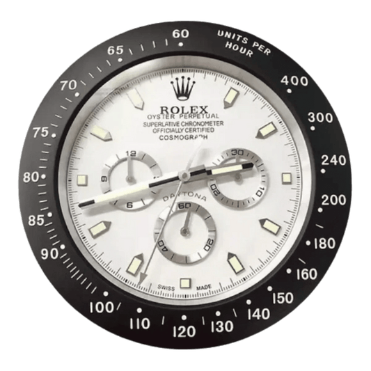 デイトナスタイル 高級壁掛け時計 - 黒と白 - Primeclocks