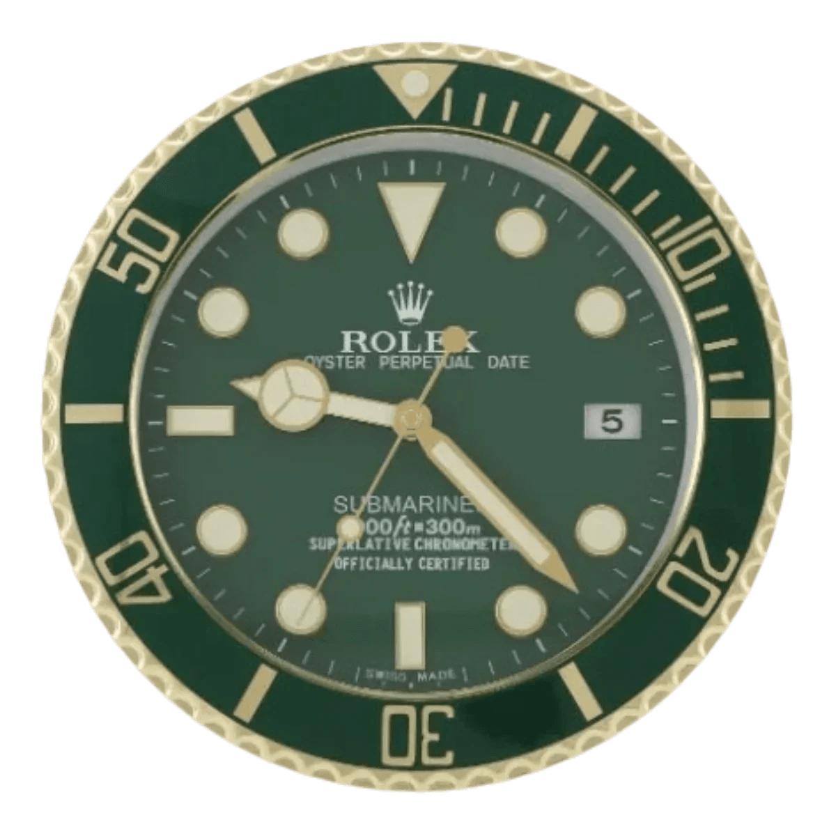 サブマリーナスタイル 高級壁掛け時計 - ゴールド＆グリーン - Primeclocks