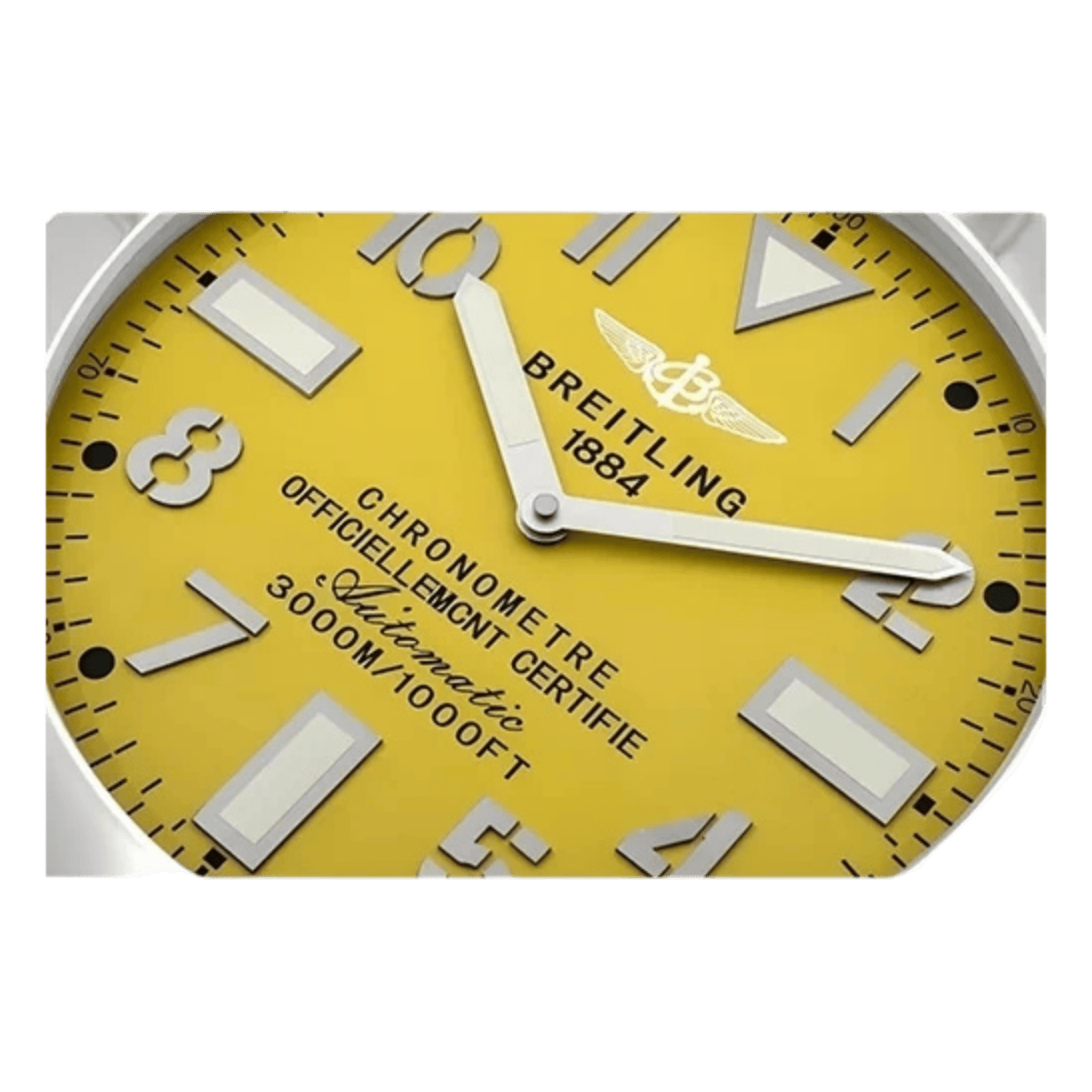 ブライトリング スタイル 高級壁掛け時計 - シルバー＆イエロー - Primeclocks