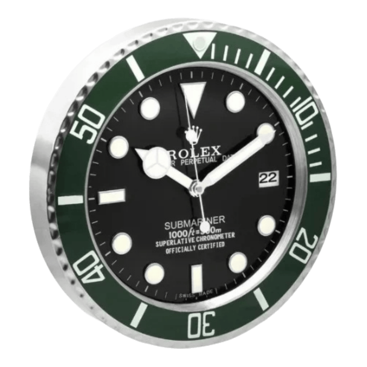 サブマリーナスタイル 高級壁掛け時計 - ブラック＆グリーン - Primeclocks