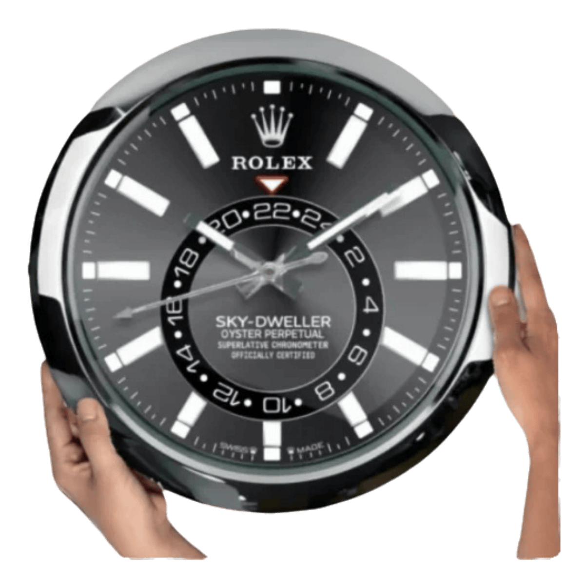 スカイドゥエラー スタイル 高級壁掛け時計 - シルバー＆ブラック - Primeclocks