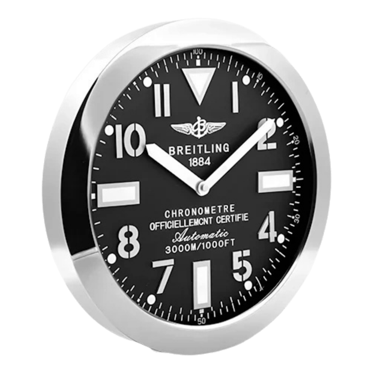 ブライトリング スタイル 高級壁掛け時計 - シルバー＆ブラック - Primeclocks