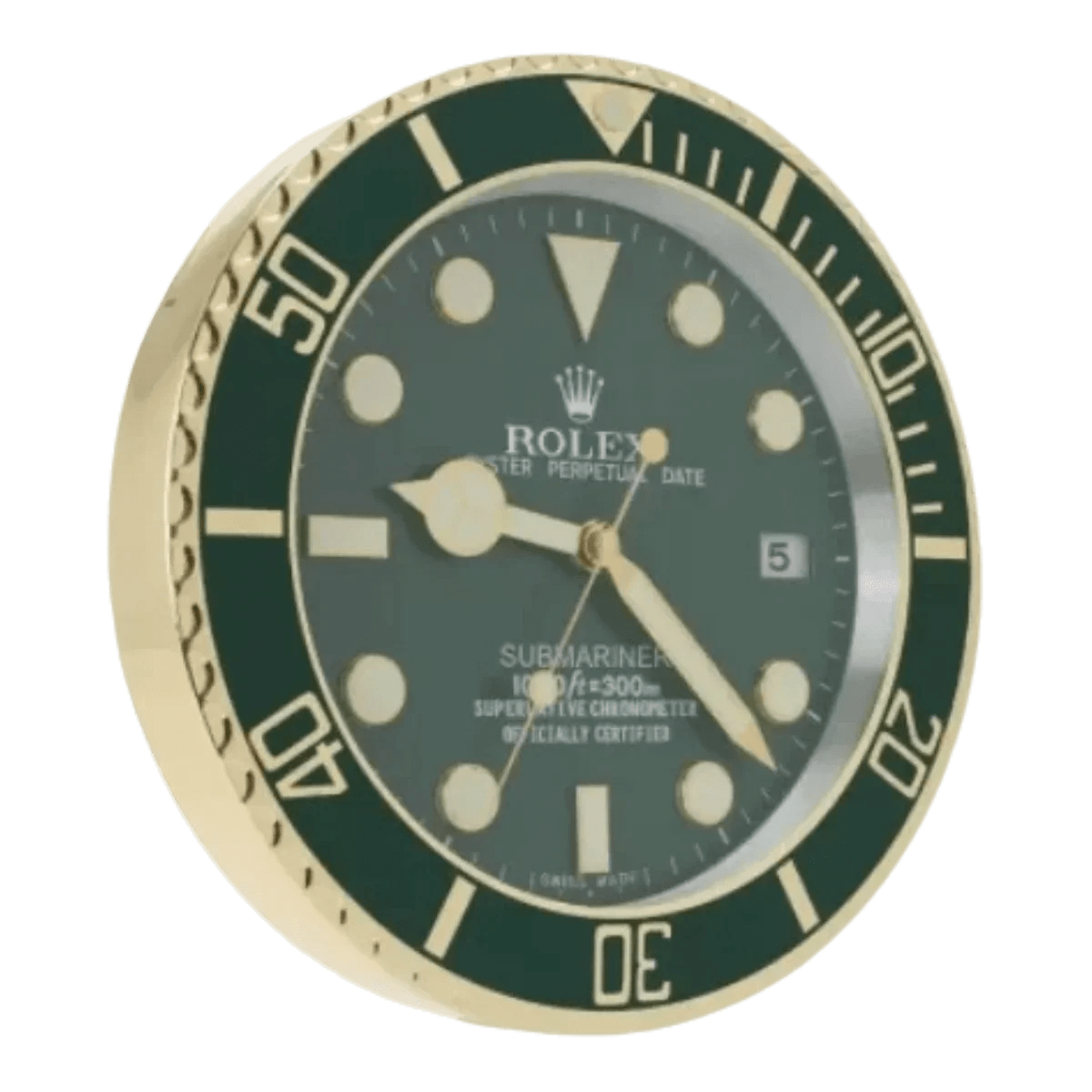 サブマリーナスタイル 高級壁掛け時計 - ゴールド＆グリーン - Primeclocks