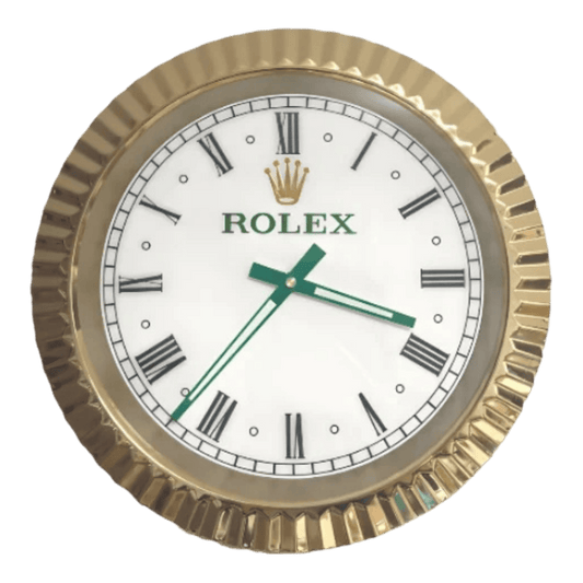 プレジデンシャルスタイル 高級壁掛け時計 - ゴールド、ホワイト＆グリーン - Primeclocks