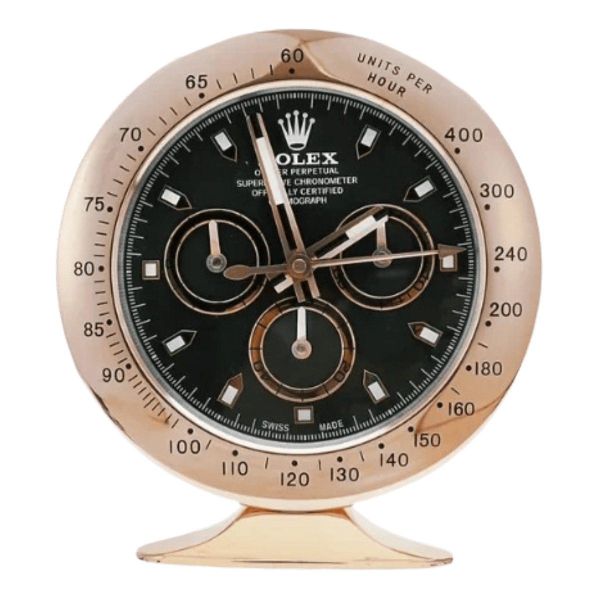 デイトナスタイル 高級デスククロック - ローズゴールド＆ブラック - Primeclocks