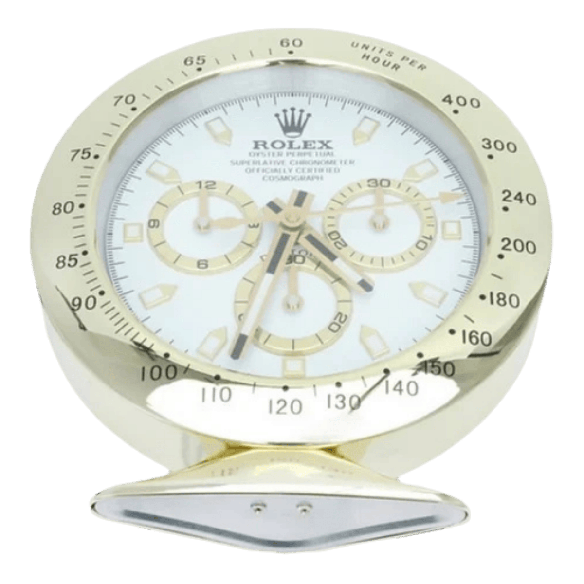 デイトナスタイル 高級デスククロック - ゴールド＆ホワイト - Primeclocks