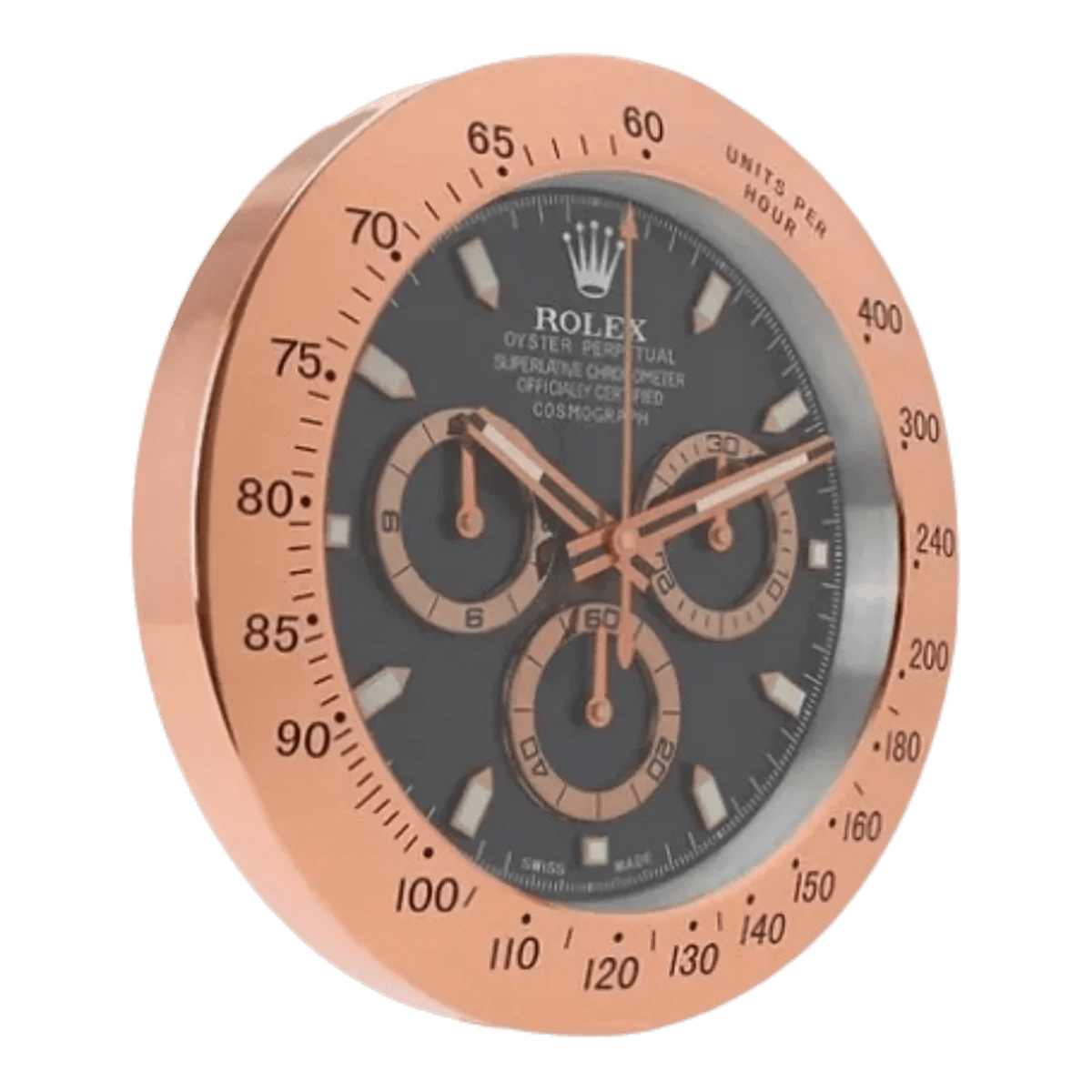 デイトナスタイル 高級壁掛け時計 - ローズゴールド＆ブラック - Primeclocks