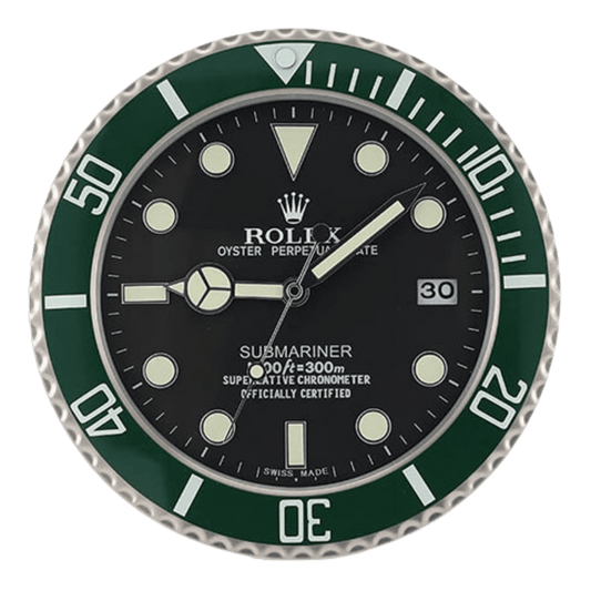 サブマリーナスタイル 高級壁掛け時計 - ブラック＆グリーン - Primeclocks