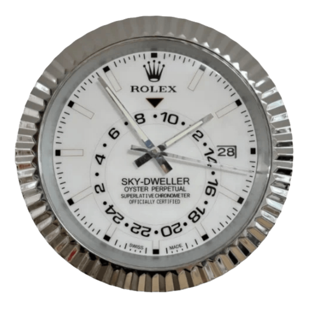 スカイドゥエラー スタイル 高級壁掛け時計 - シルバー＆ホワイト - Primeclocks