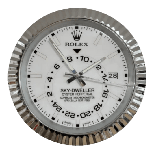 スカイドゥエラー スタイル 高級壁掛け時計 - シルバー＆ホワイト - Primeclocks